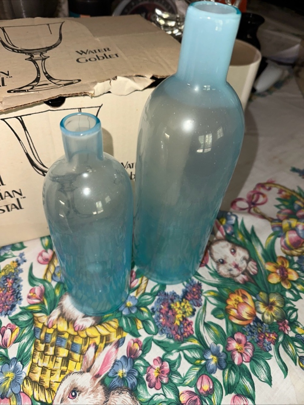 Anthropologie? Sea baby Blue Ombre Glass Bottle Vases - Set of 2